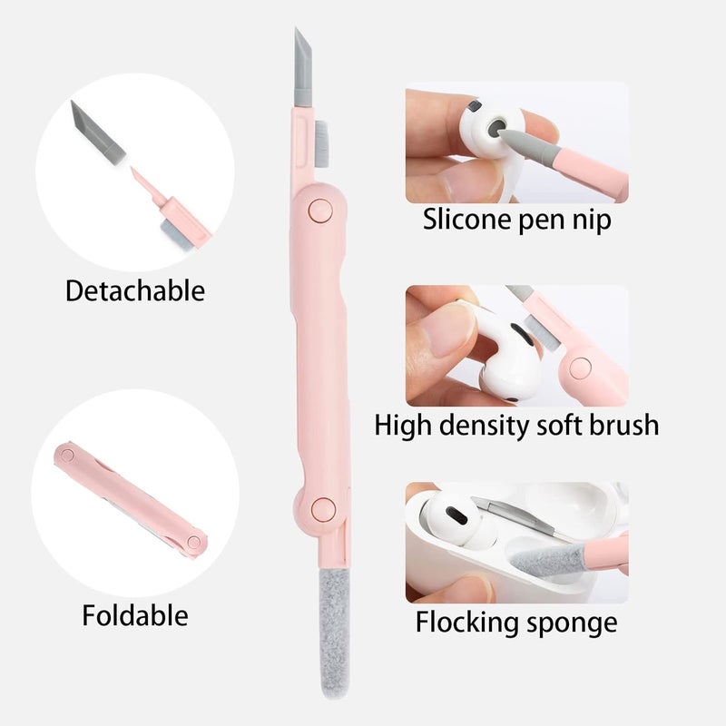 CRYSFIY 7 in 1 Electronic Cleaner kit - Keyboard Cleaner, Keyboard Cleaning Kit, Laptop Cleaner with Brush, Electronic Cleaner for Laptop/Phone/Computer/Screen (Give Away a Flannel Cloth) Pink - Image 4